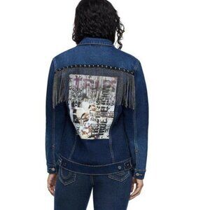 True Religion Chain Fringe Jean Trucker Jacket
